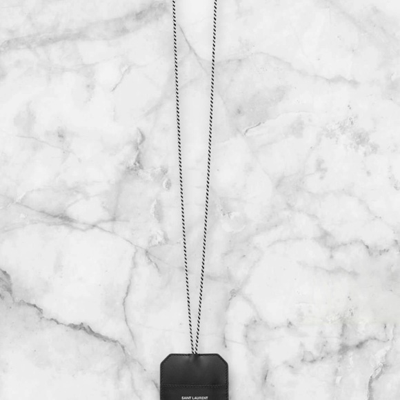 Saint Laurent Leather Card Key Ring Necklace - Picture 5 of 7